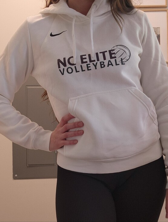 Nike Tops - Nike White NC Elite Volleyball Hoodie with Black Embroidered Logo